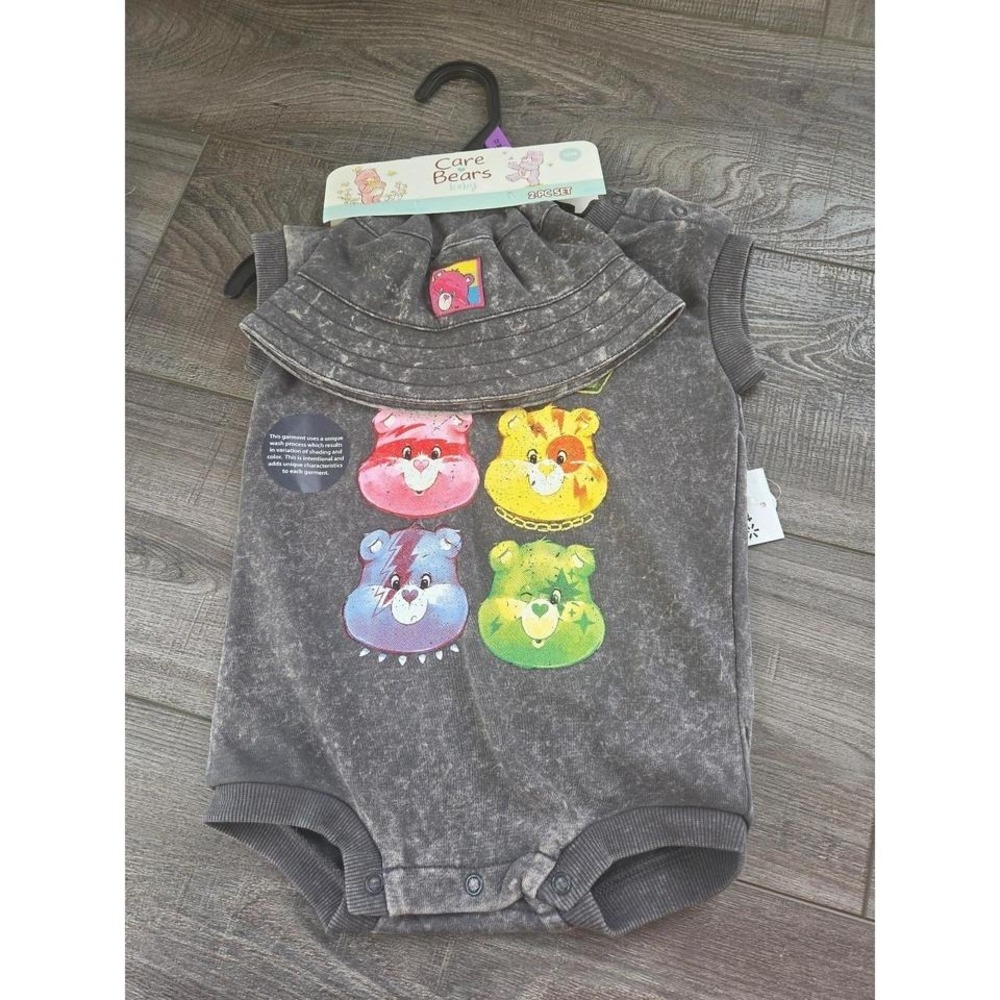 Care bears baby girl romper and hat set 12 mos
